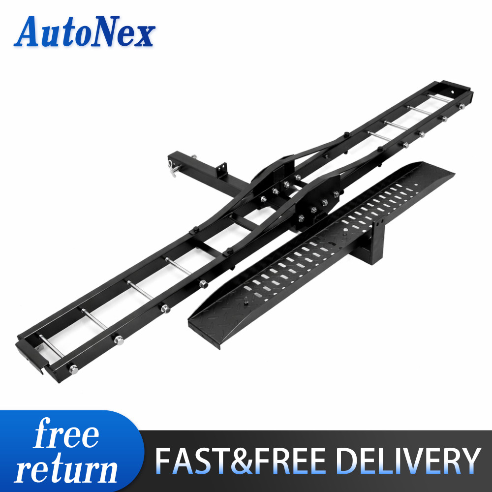 600LBS Motorcycle Carrier Rack 2" Receiver Hitch w/ Steel Ramp Anti-Tilt Lock HD