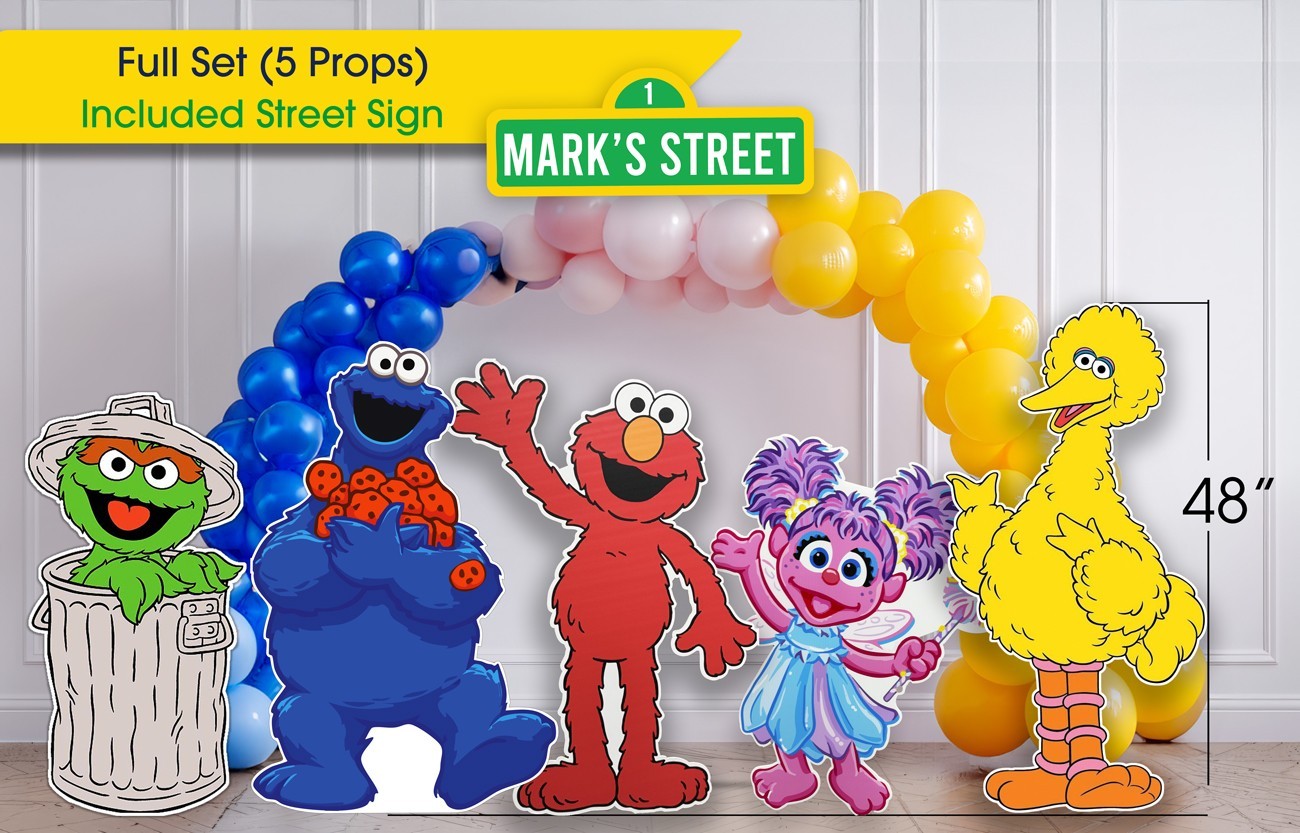 Party Props included Street Sign- Sesame cutouts