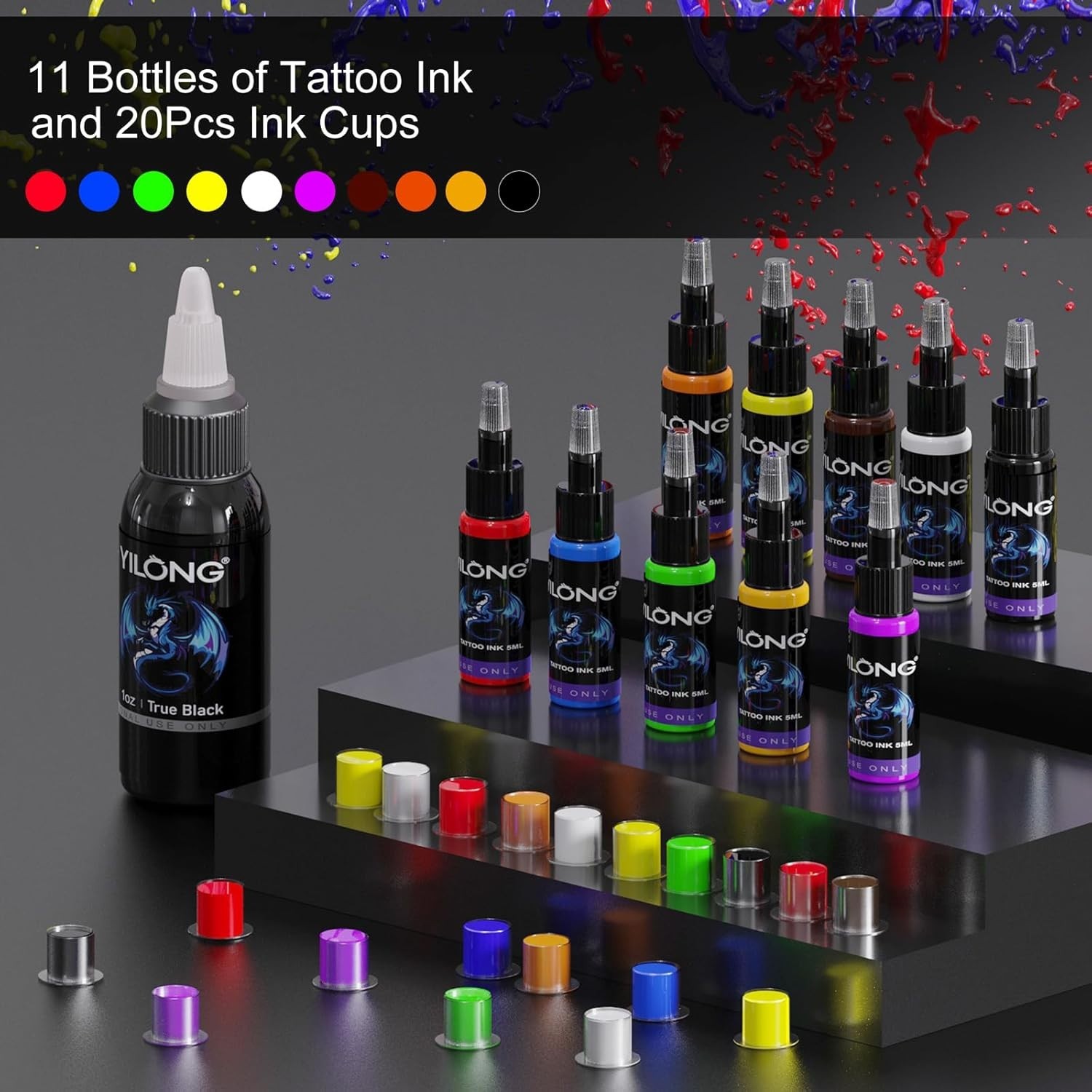 Wireless Tattoo Gun Kit for Beginners Digital Led Display Ink 10 PCS Cartridges