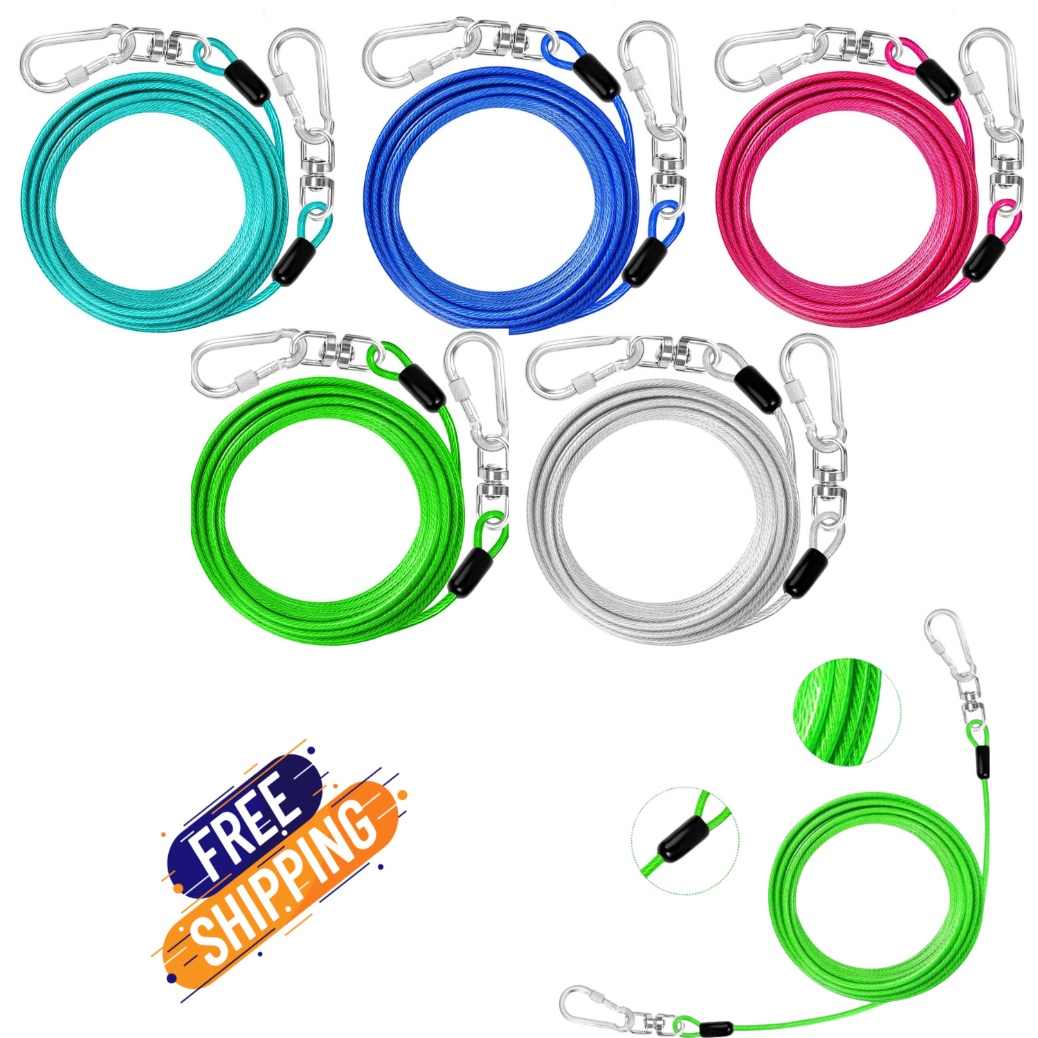 Premium Tie Out Cable for Dogs Up to  500 Lbs, 10 to 30 Feet, Heavy Duty Chain