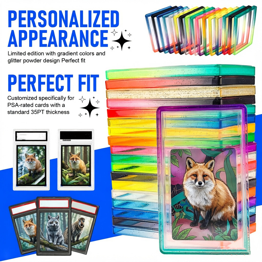 1/2/5pc Gradient Bumper Guard Case for 35PT PSA Graded Card Slab W/ Back Panel