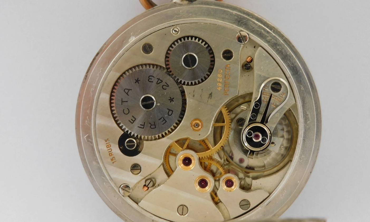 Working pocket watch silver PERFECTA silver pocket watch working C111