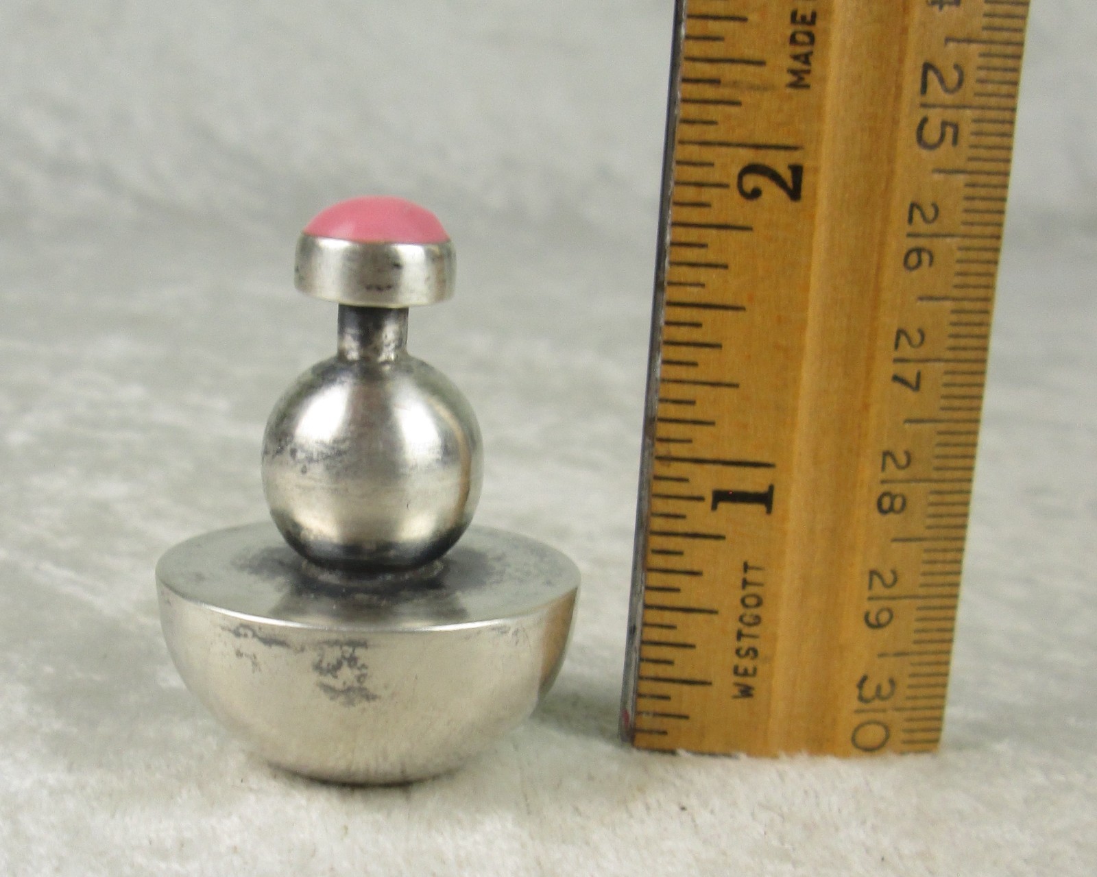 Sterling Silver Modernist Perfume Bottle Pink Stone Taxco Mexico Miniature