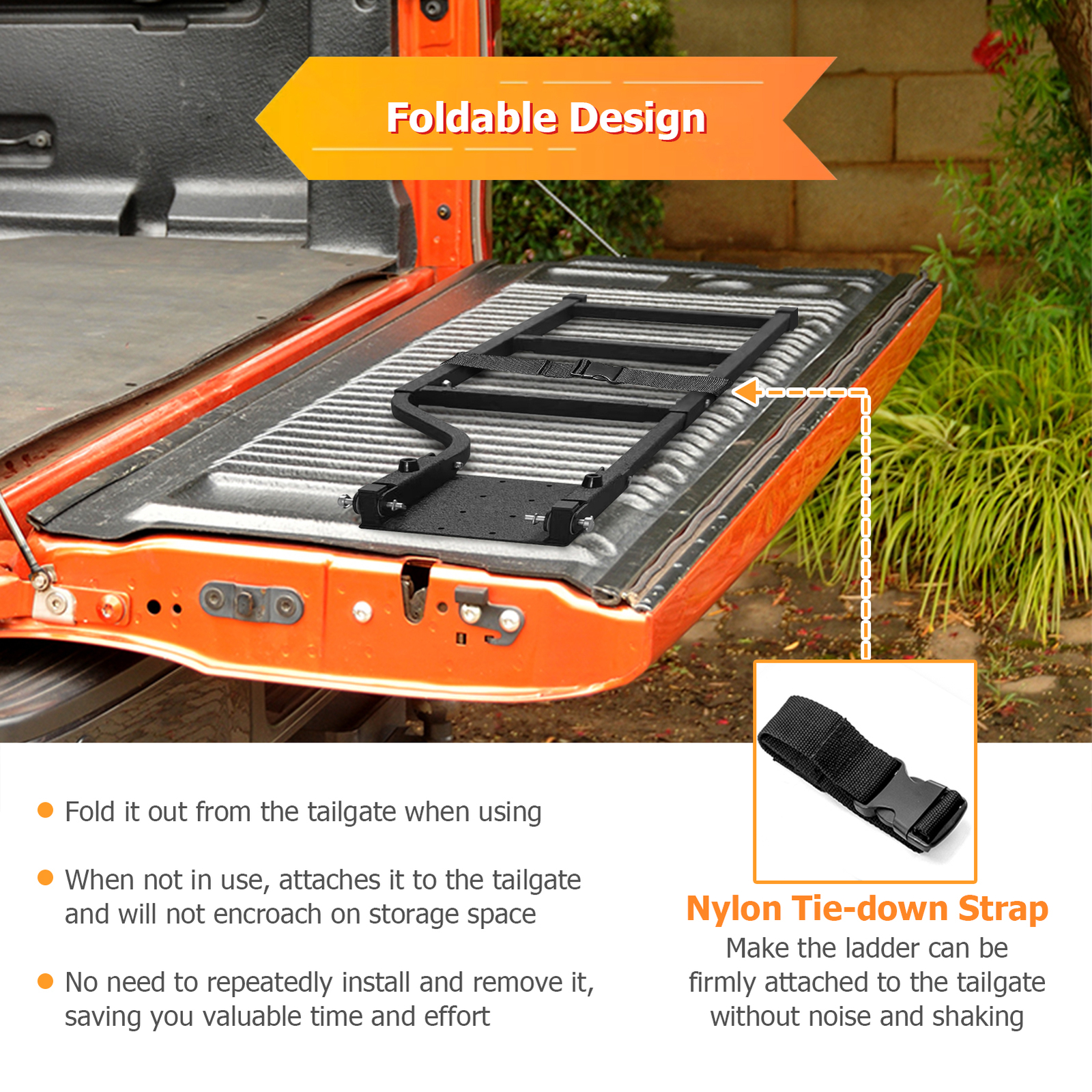 Truck Tailgate Ladder Universal Pickup Tailgate Ladder up to 42.5" Height