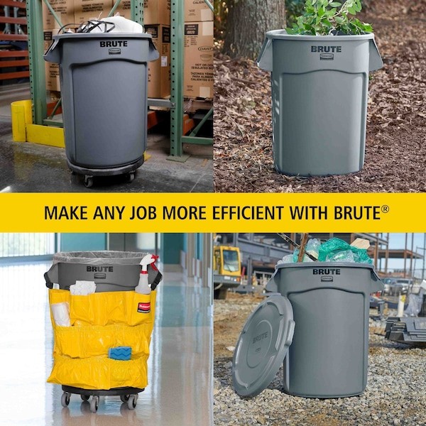 Rubbermaid Commercial Fg261000yel Brute(R) 10 Gal Round Trash Can, Yellow,