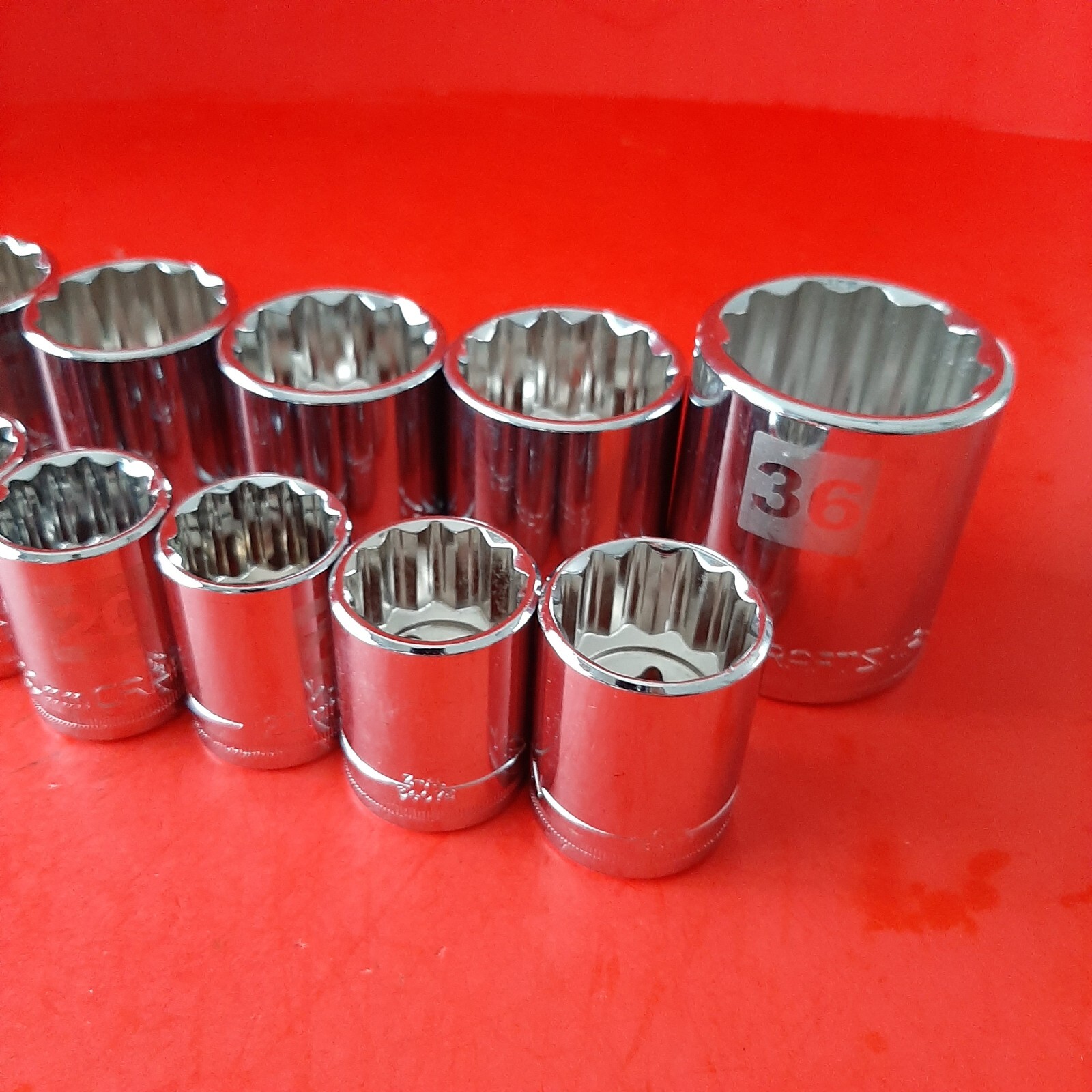 NEW CRAFTSMAN Easy Read 24pc 12pt 1/2 Drive METRIC Socket Set 9-30mm,32mm,36mm