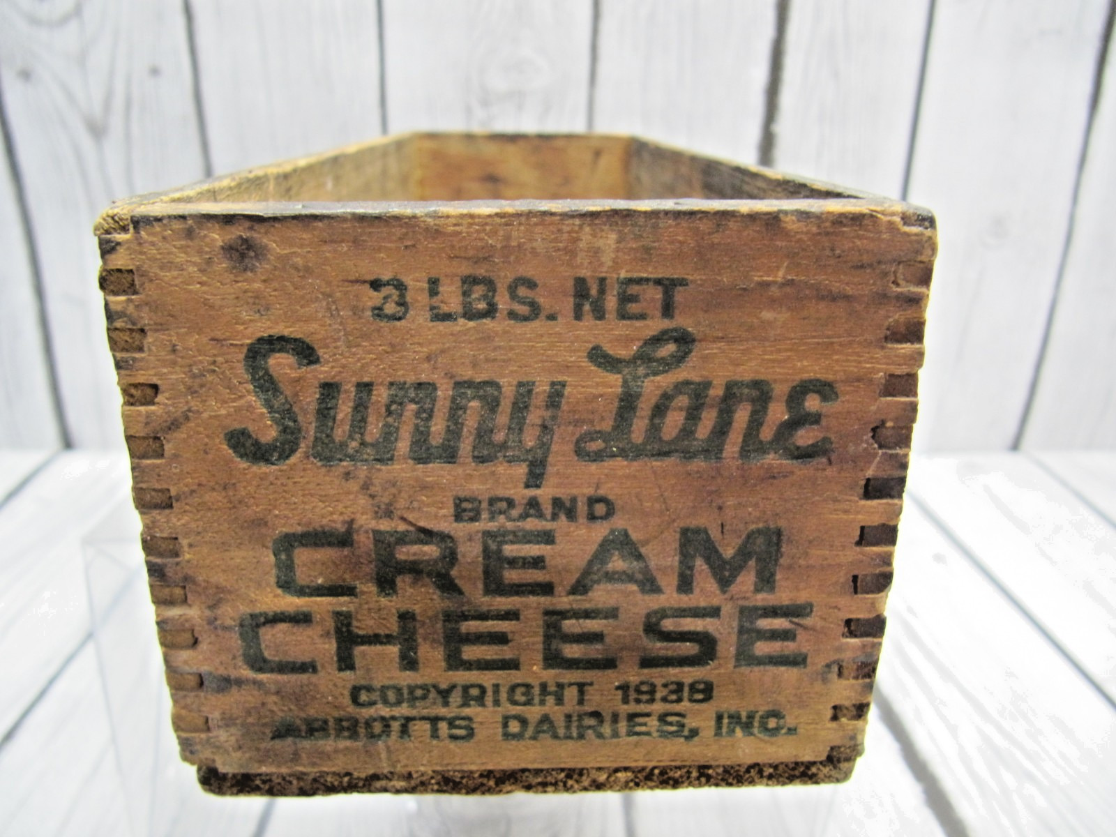 Vintage Sunny Lane Cream Cheese Box Wood 3 LBS Abbots Dairies Philadelphia, PA