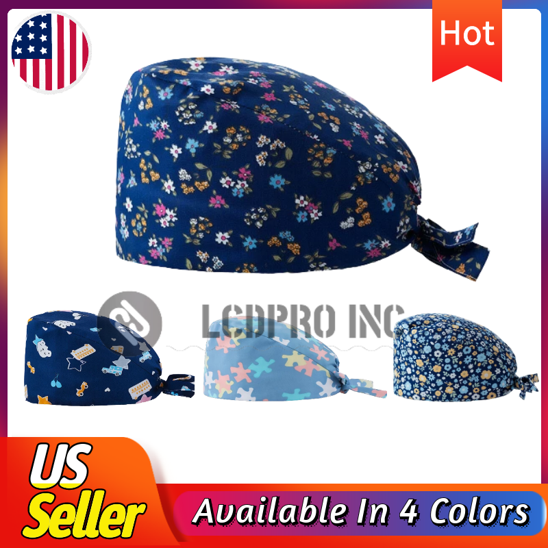 Surgical Nurse Cap Scrub Doctor Clinic Dentist Hat with Sweatband Adjustable Tie