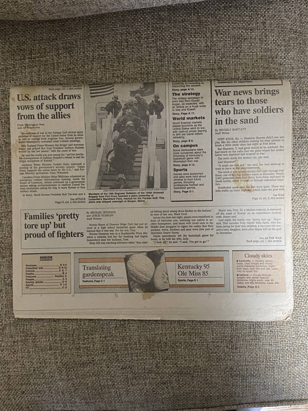 It’s War, The Courier Journal, January 17, 1991, Operation Desert Storm