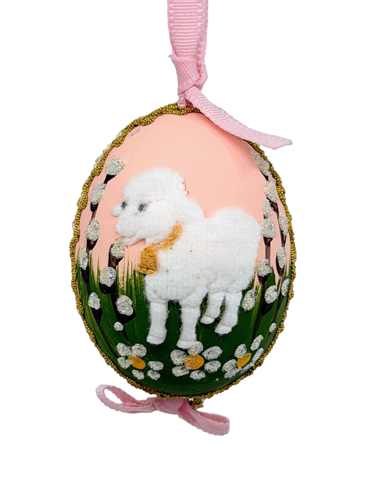 Easter Egg Ornament: Peter's Seasons GMBH; Little Lamb in Spring Garden