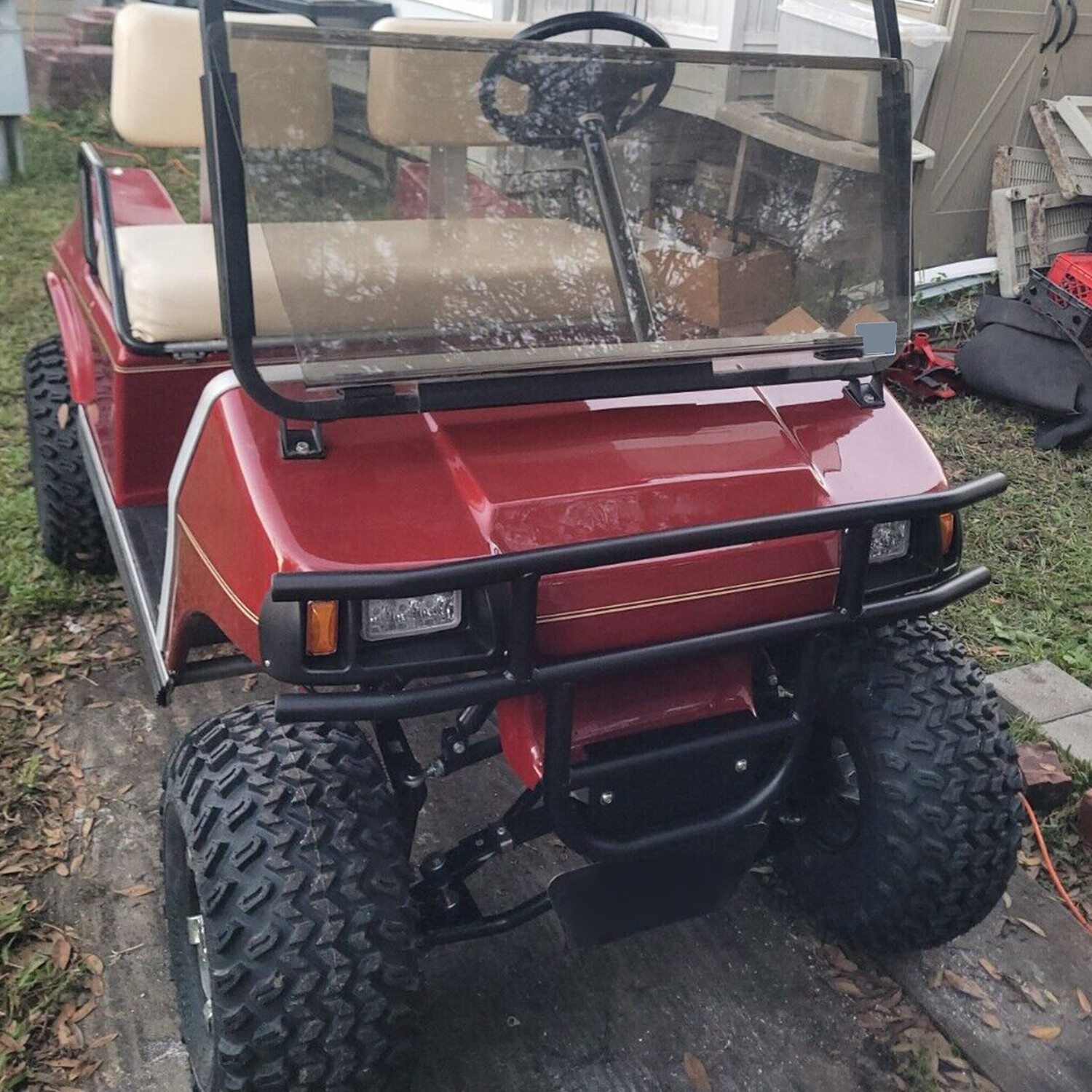 For Club Car DS Models 1981-Up Golf Cart Black Front Bumper Brush Guard