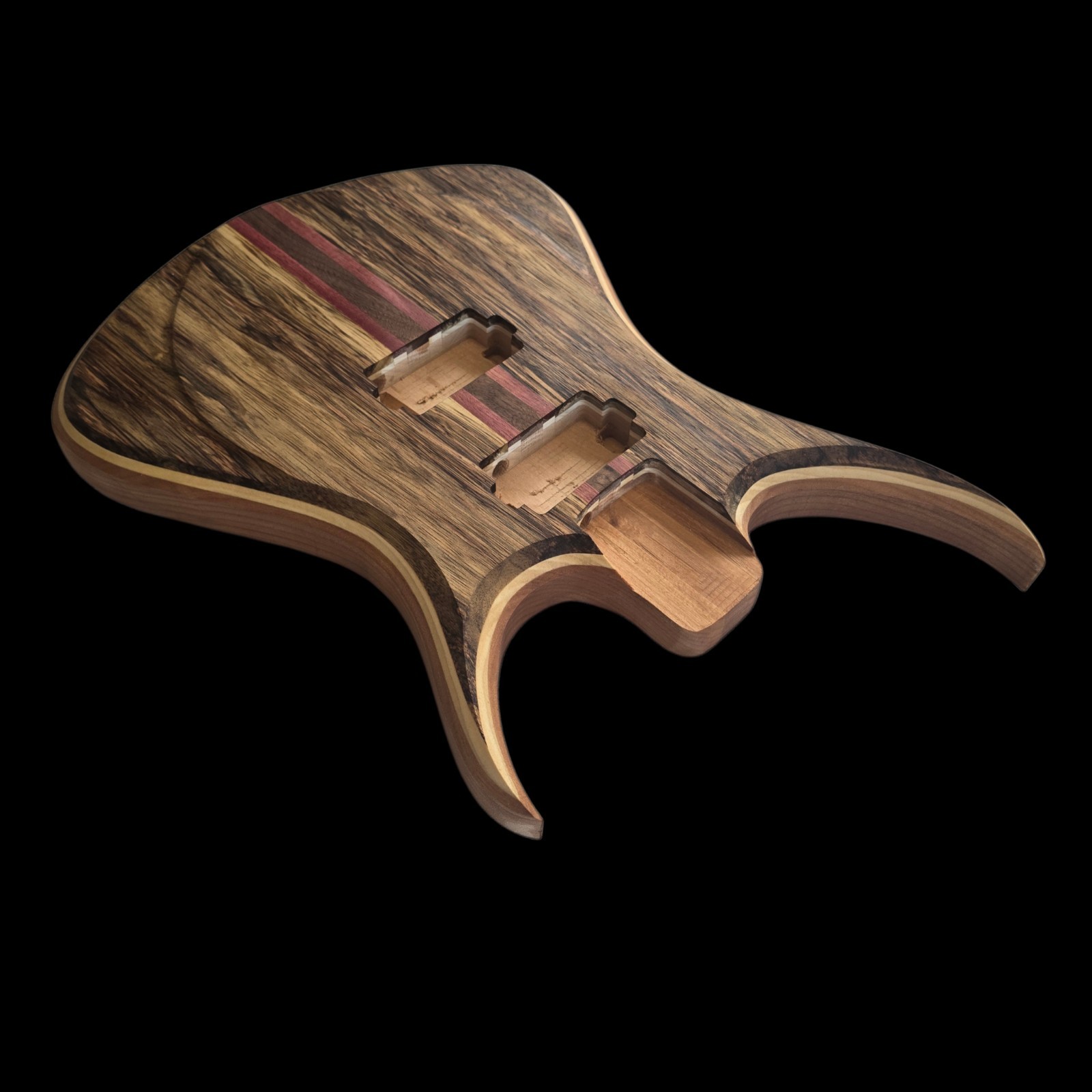 Alembic Style Custom Guitar Body 1 of a Kind Handmade Black Limba/Alder Luthier