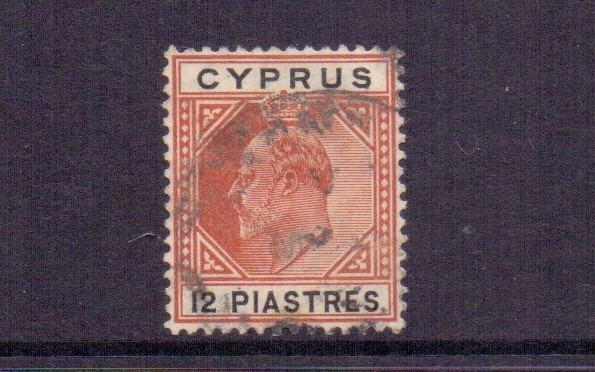 CYPRUS 1906 EDVII 12pi CHESTNUT & BLACK SG69 USED CAT £75