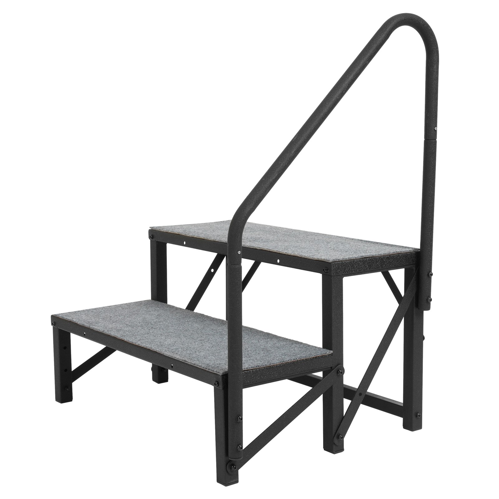 2 Steps Ladder RV Step w/Handrail For Trailer Travel Camper Mobile Home Stairs