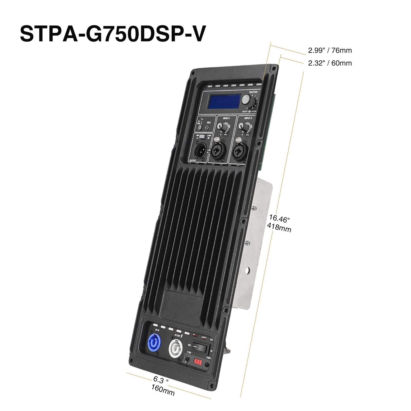 Sound Town Class-D Plate Amp, 700W Continuous, TWS Bluetooth (STPA-G750DSP-V)