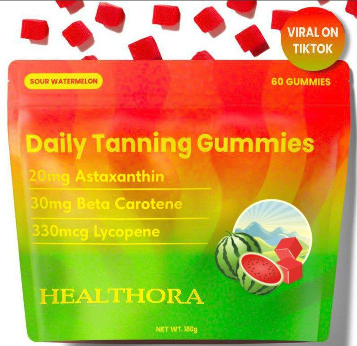 Daily Tanning Gummies, Natural Tanning Supplement with Astaxanthin & Lycopene
