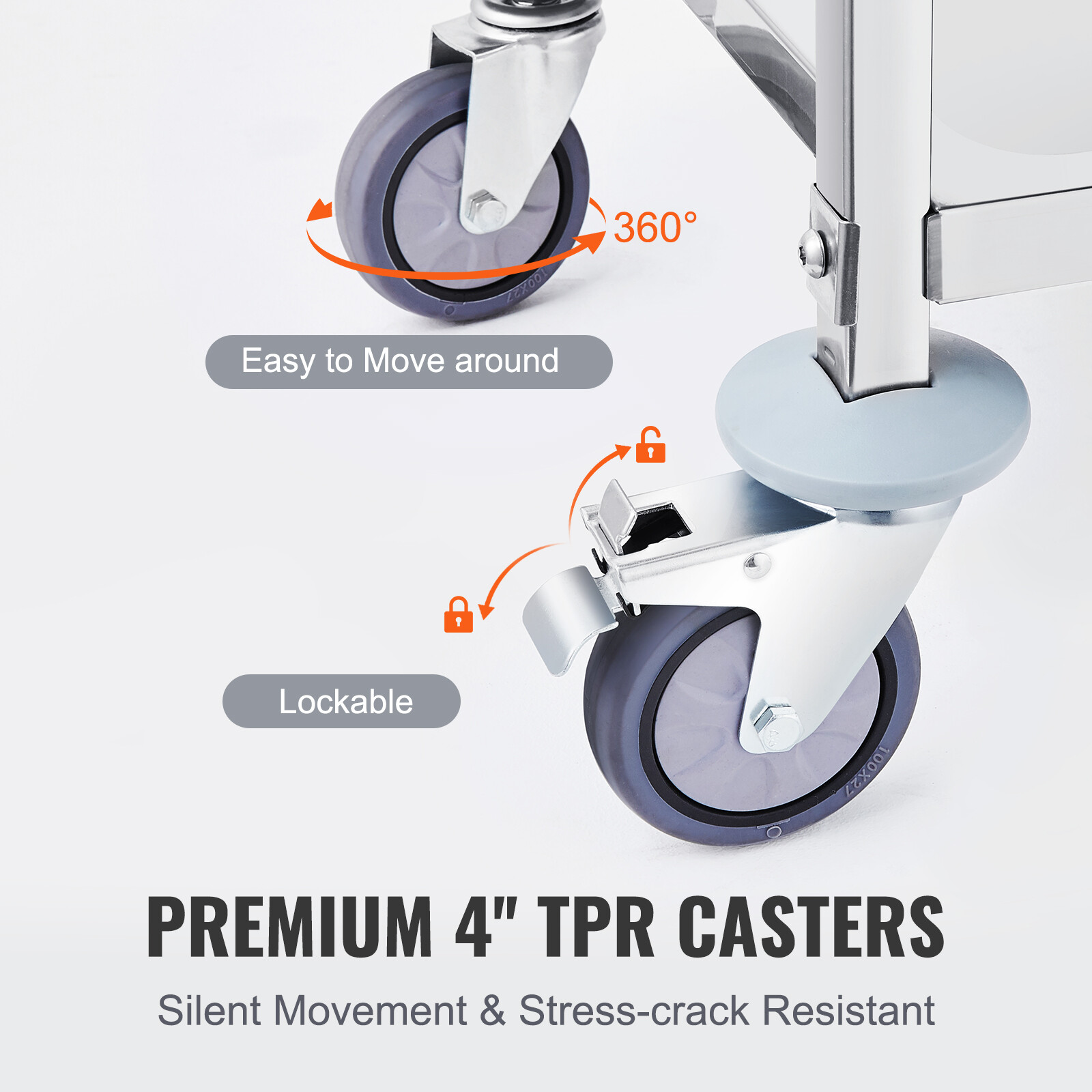 3-Tier Stainless Steel Medical Cart Mobile Trolley 400 lbs for Lab Clinic