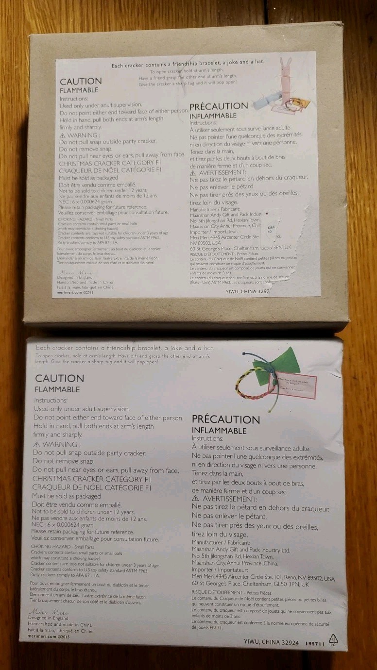 Meri Meri 2 Packages Spring Easter Bunny Rabbits 🐇 6 Mini Surprise Crackers