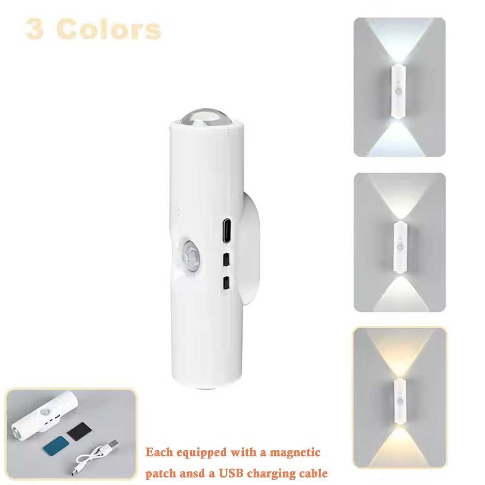 4PCS Magnetic Rechargeable LED 3 Colors/RGB Gradient Motion Sensor Night Lights