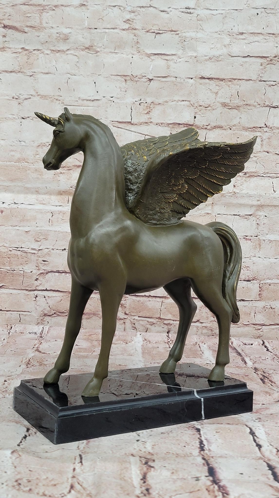 Bronze Pegasus Unicorn Statue – Mythical Winged Horse Sculpture Signed Numbered