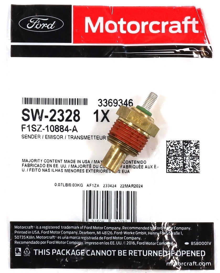 Motorcraft SW-2328 / F1SZ-10884-A Coolant Temp Sensor 1994-1997 7.3L Powerstroke