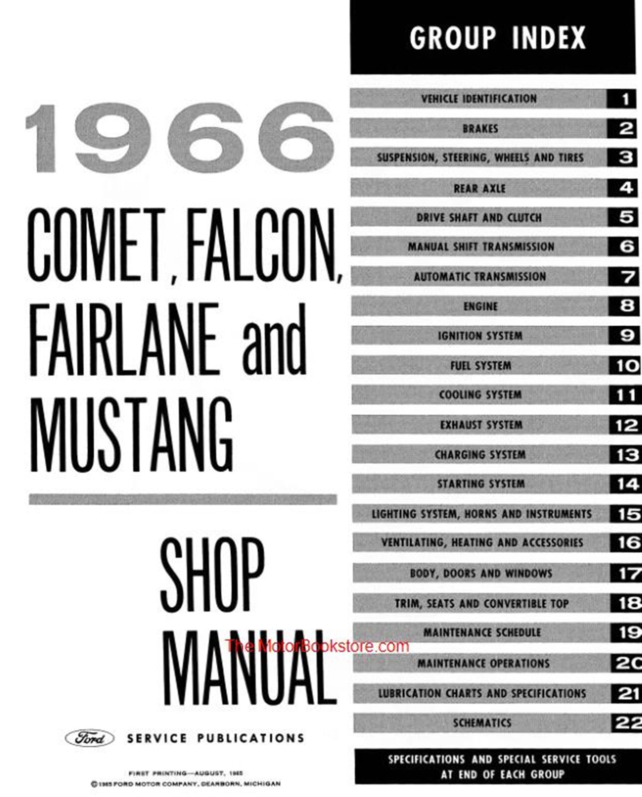1966 Ford Comet, Falcon, Fairlane, Mustang Shop Manual