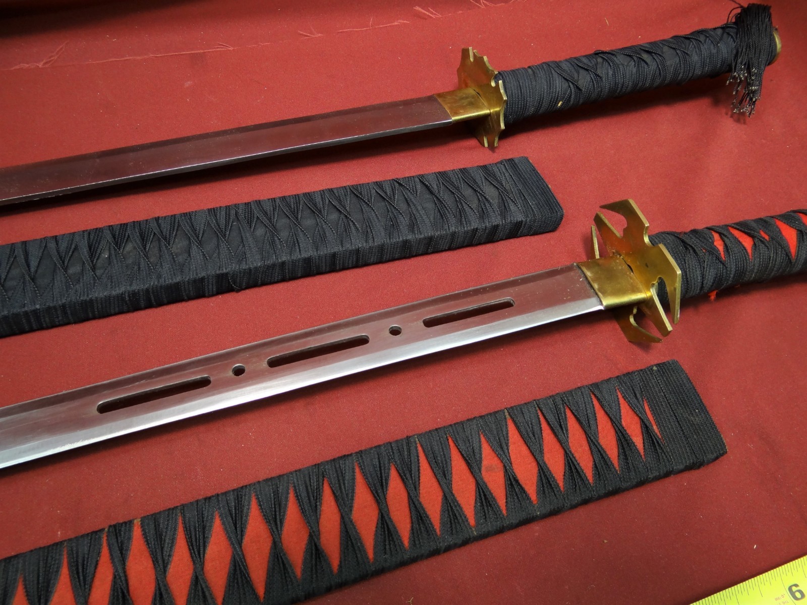 Pair of Contemporary Japanese Type Samurai Swords w/Wood Scabbards