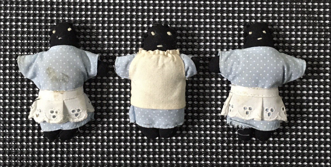 (3) Vintage Handmade Cloth Black Americana Mini Plush Dolls African American Toy