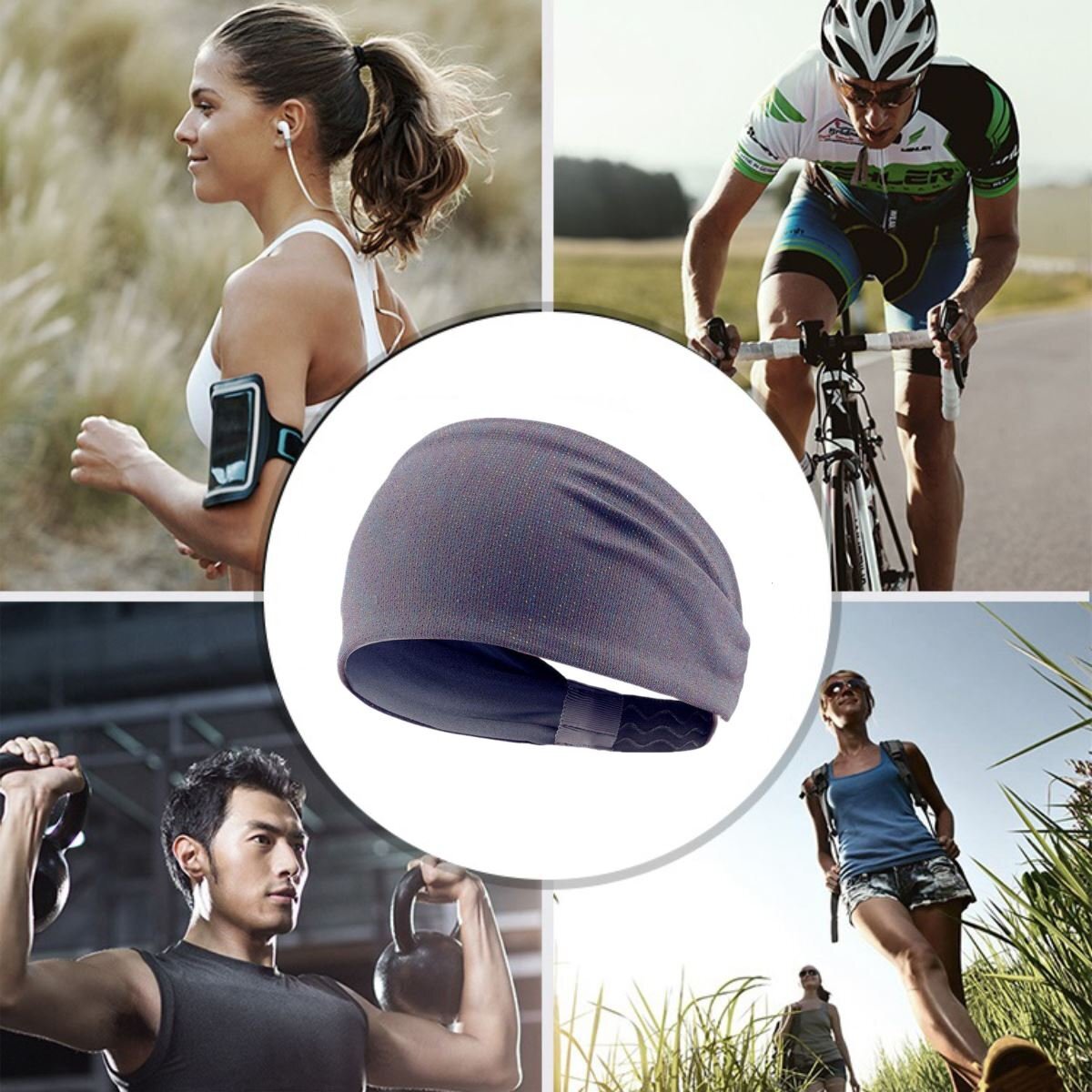 Workout Fitness Headbands for Women Men Wide Hair Band Non-Slip Sport Head Bands