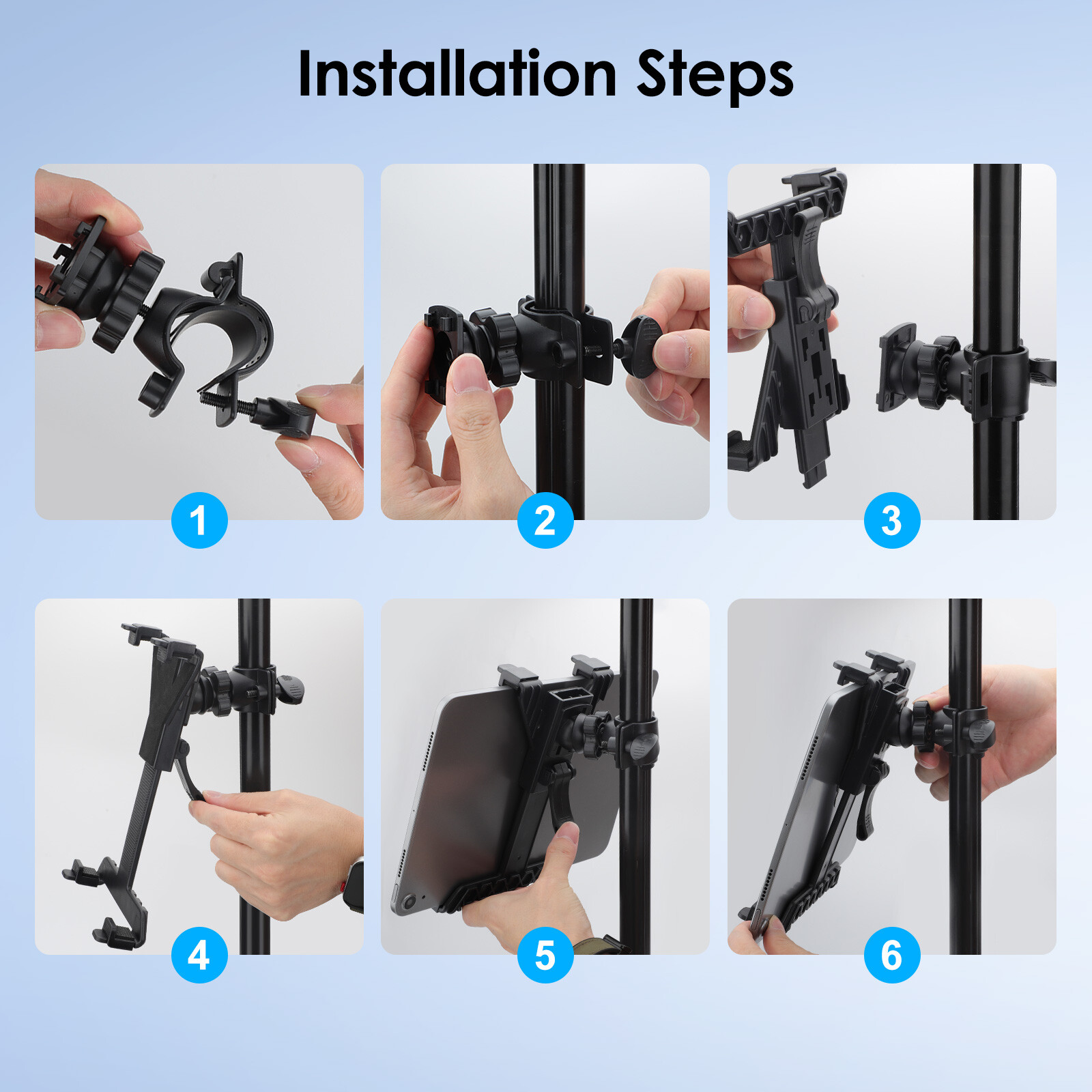 Music Microphone Stand Holder Mount For 7-11" Tablet iPad Air Phone Samsung Tab