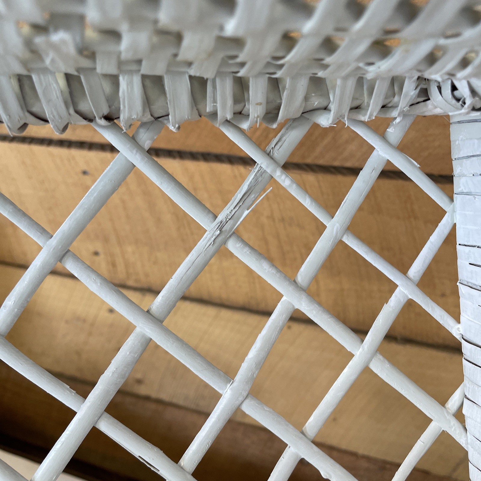 Vtg White Wicker Wall or Free Standing Shelf Boho, Shabby Chic, Cottage, Beach