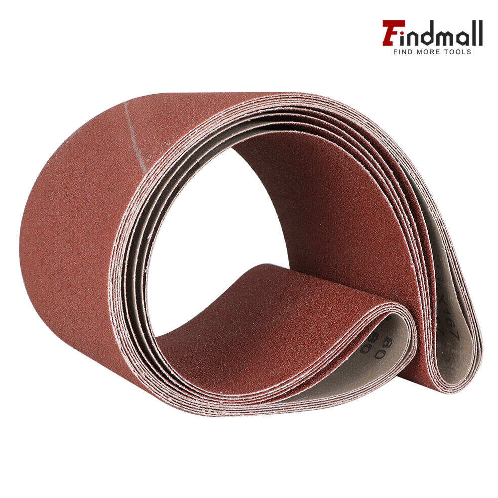 Findmall 5 Pack 6" X 48" 80 Grit Premium Aluminum Sanding Belts