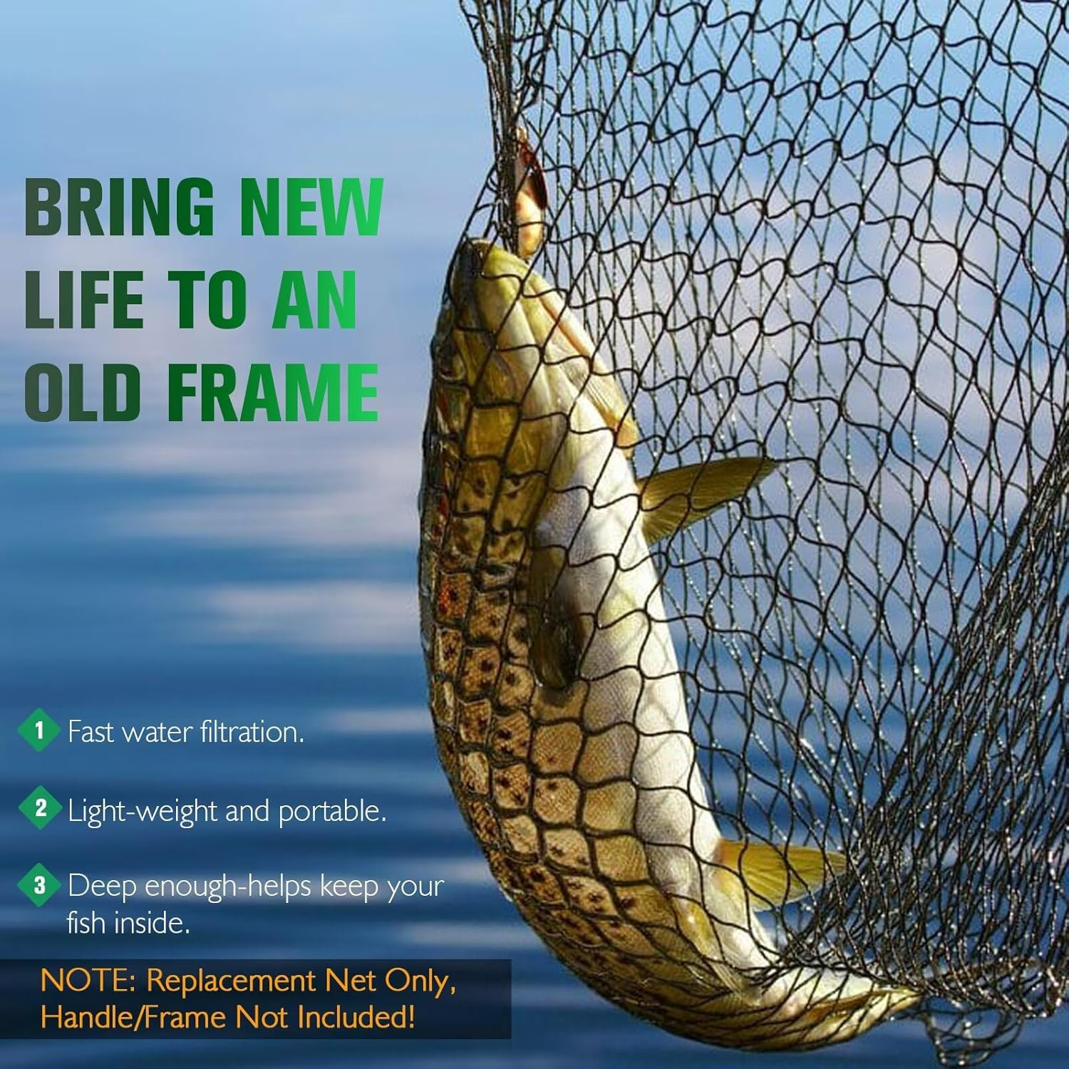 Fishing Net Fish Landing Net Foldable Fishing Replacement Net for Freshwater Sal