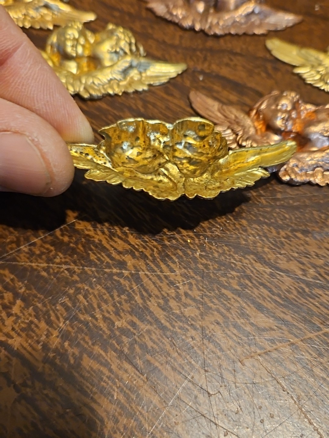 Lot Of 10 Cherub Head Busts France Vintage 60s Brass Stampings Findings Jewelry