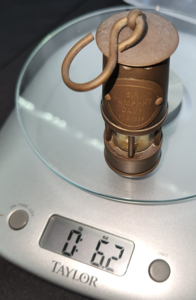 Sir Humphry Davy Miniature 2 7/8" Brass Miner Safety Lamp Non-Functional Vintage