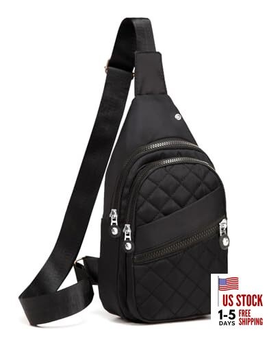 Crossbody Small Sling Backpack Sling Bag for Women, Chest Bag Dark Black