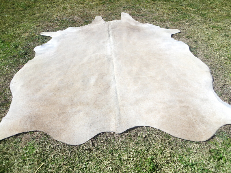 MAKE OFFER !! LARGE WHITE Cowhide Rug natural HAIR ON Cow Hide Skin light gray