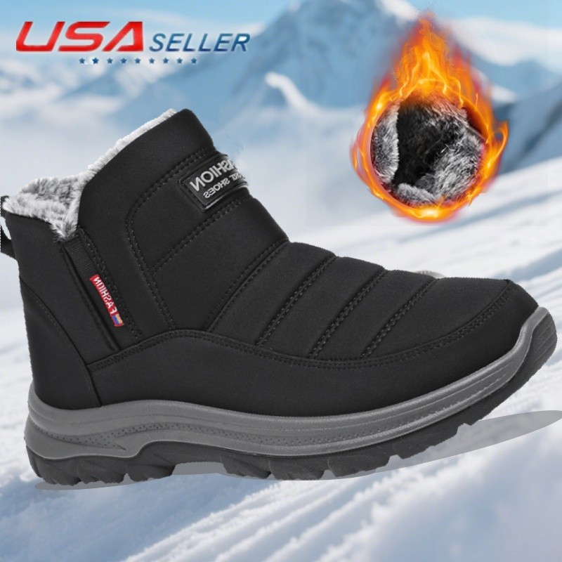 Winter Insulated Snow Boots Men Fur-lined Warm Ankle Shoes Cotton Shoes US SIZE