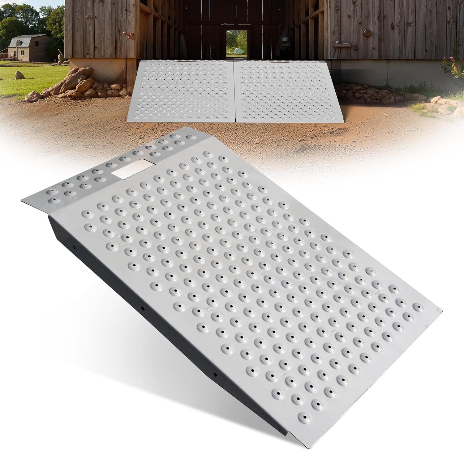 VNN 36" x 48" Shed Ramp for Riding Mower & Lawn Anti-Slip Punch Plate Ramp 1/2PC
