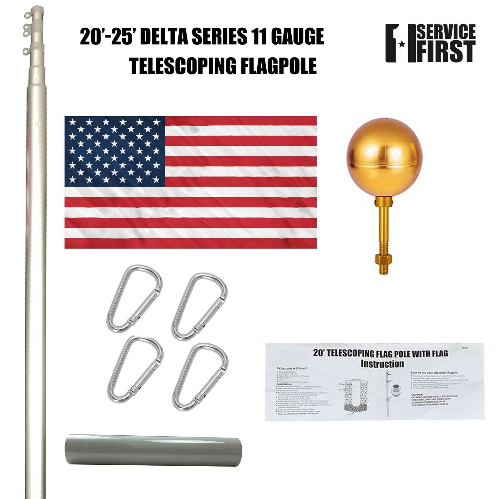 BUNDLE 20' or 25' Delta TELESCOPING (Pole, Light & Flash Collar)