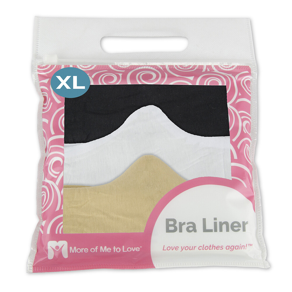 More of Me to Love Cotton Bra Liner 3-Pack, Black, White, Beige - Stay Dry