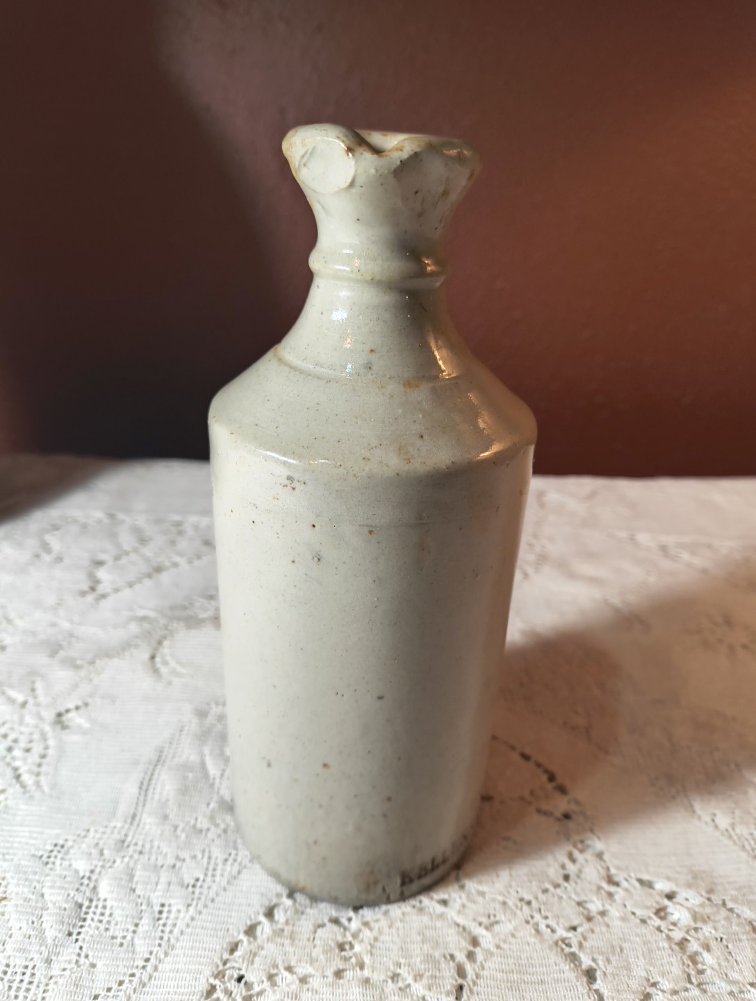 Antique Keller's Ink Stoneware Master Ink Bottle With Pour Spout