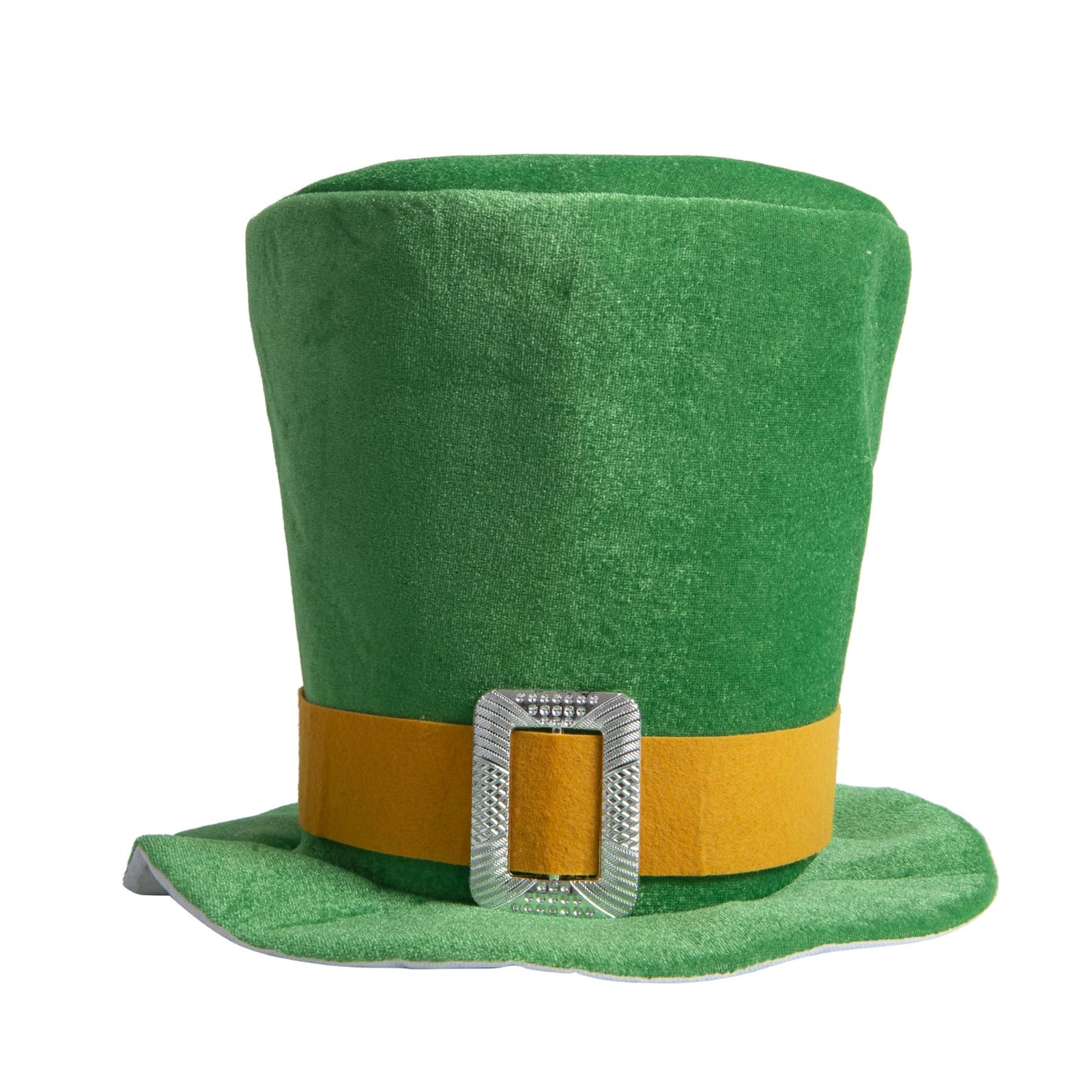 St Patricks Day Green Top Hat,Velvet Green Shamrock Hat, Irish Leprechaun Plu...