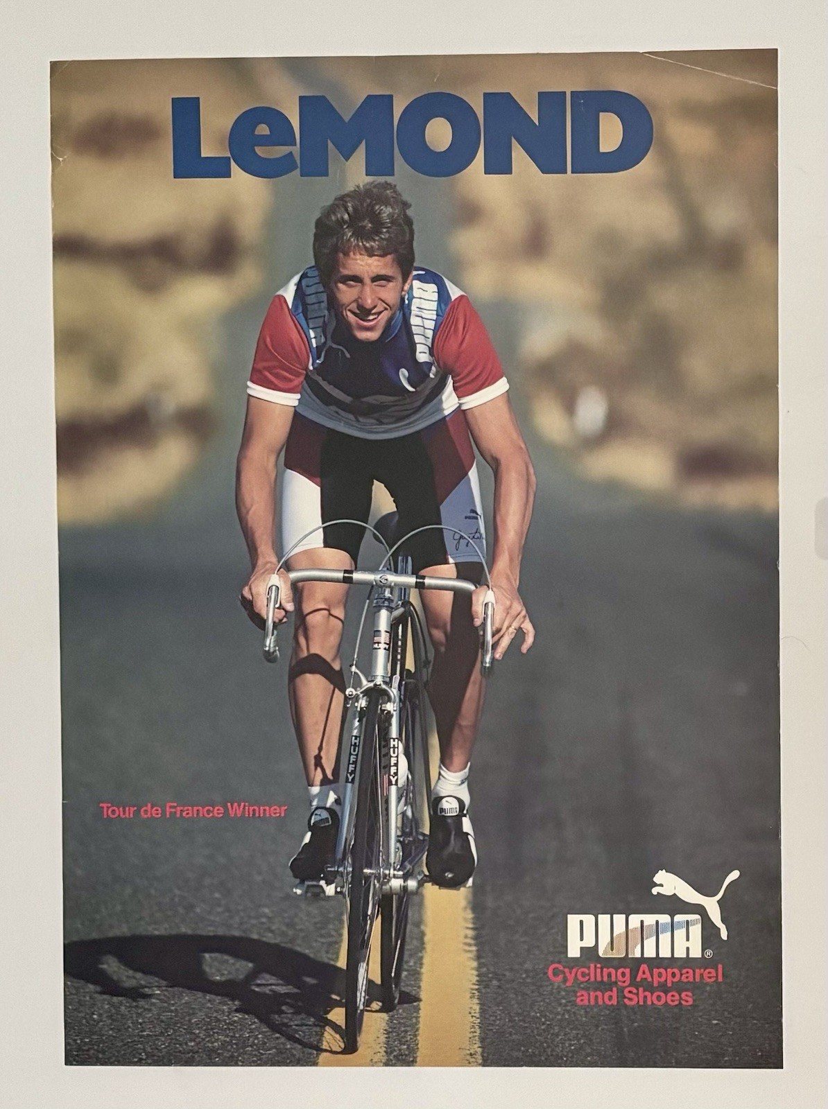 Vintage Greg LeMond Puma Cycling Poster 17x24 Tour de France