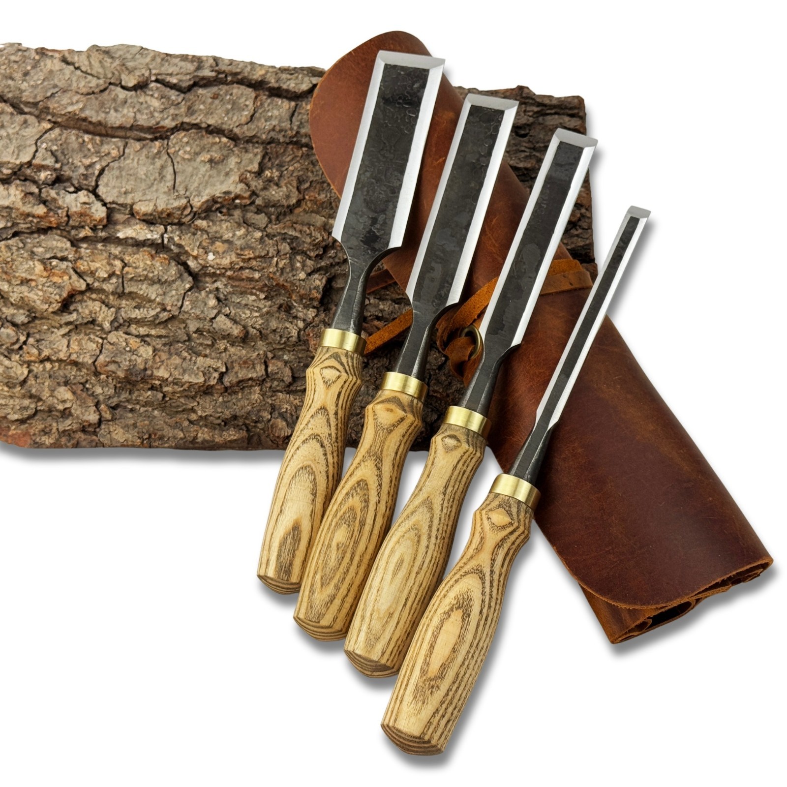Wood Carving Chisels – Hand-Forged 52100 Steel Blades, Ash Handles, Woodworking