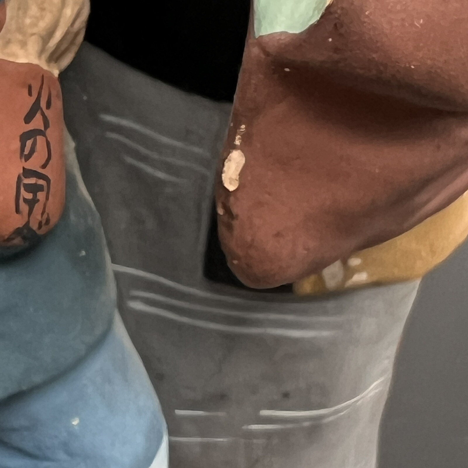 1940s-50s Japanese "Mudmen"/10" tall/Figurine/Pottery/Two Men/made in Japan