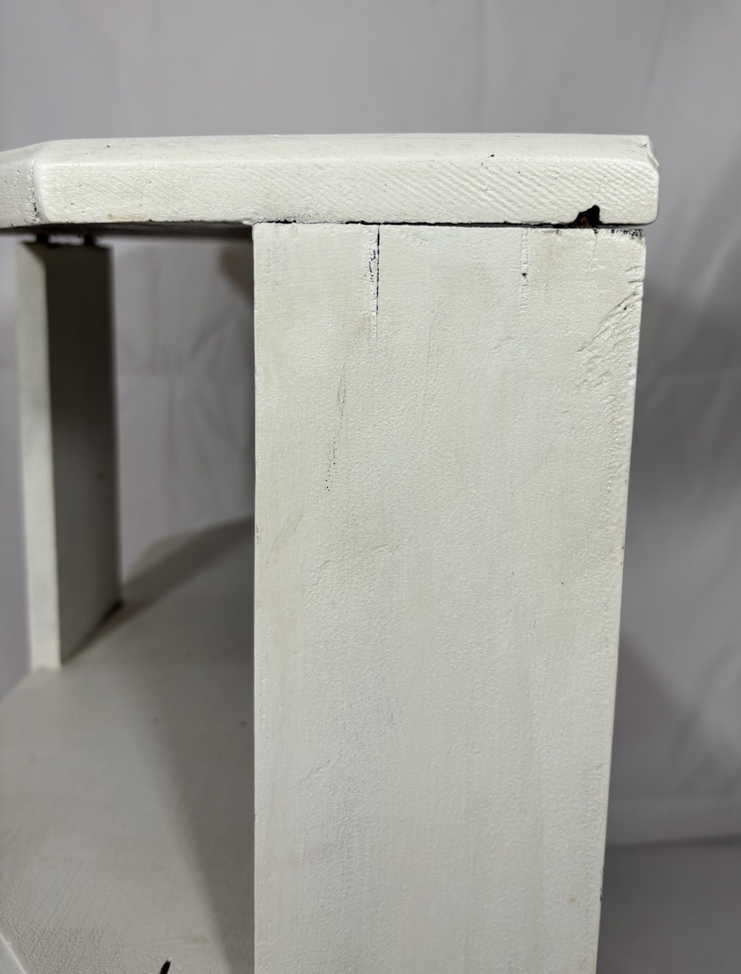 Antique Arts & Crafts Painted Wood 3 Tier Half Round Table Shelf Plant Stand