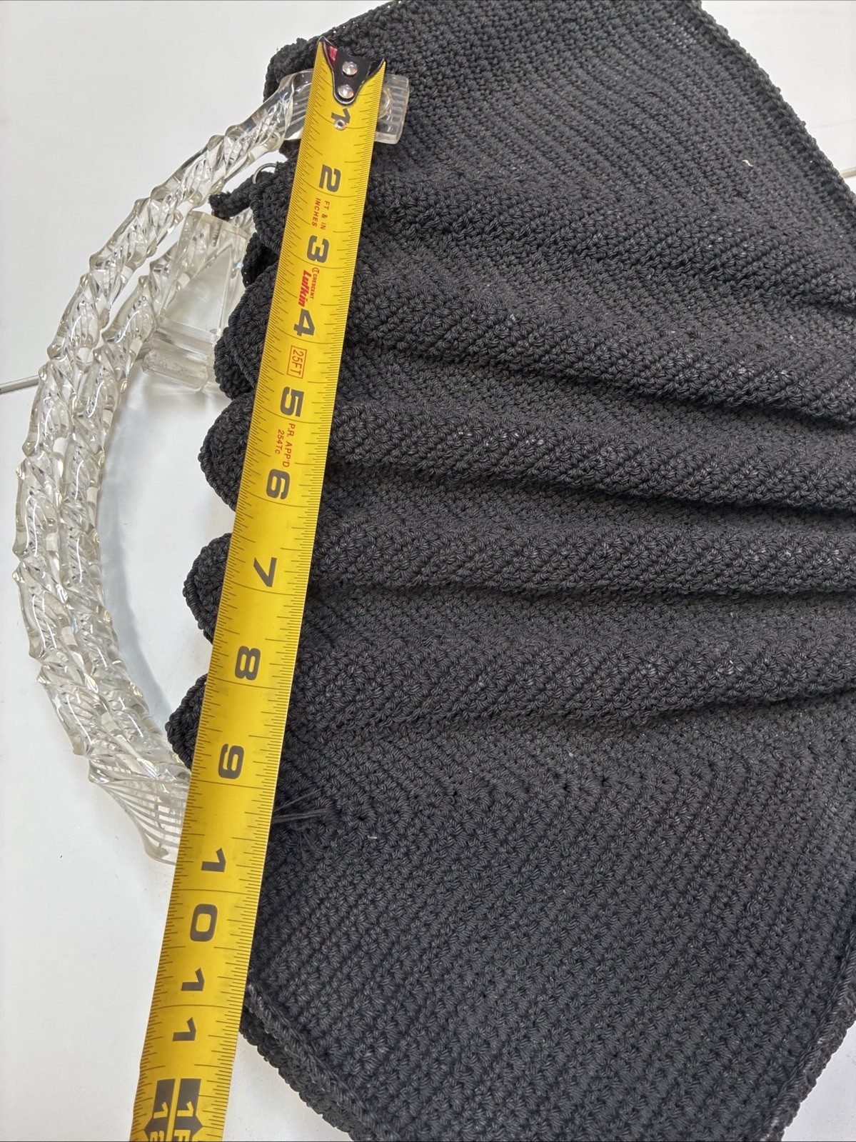 1930s Art Deco Crochet Handbag Clear Lucite Style Handle Provenance Depression