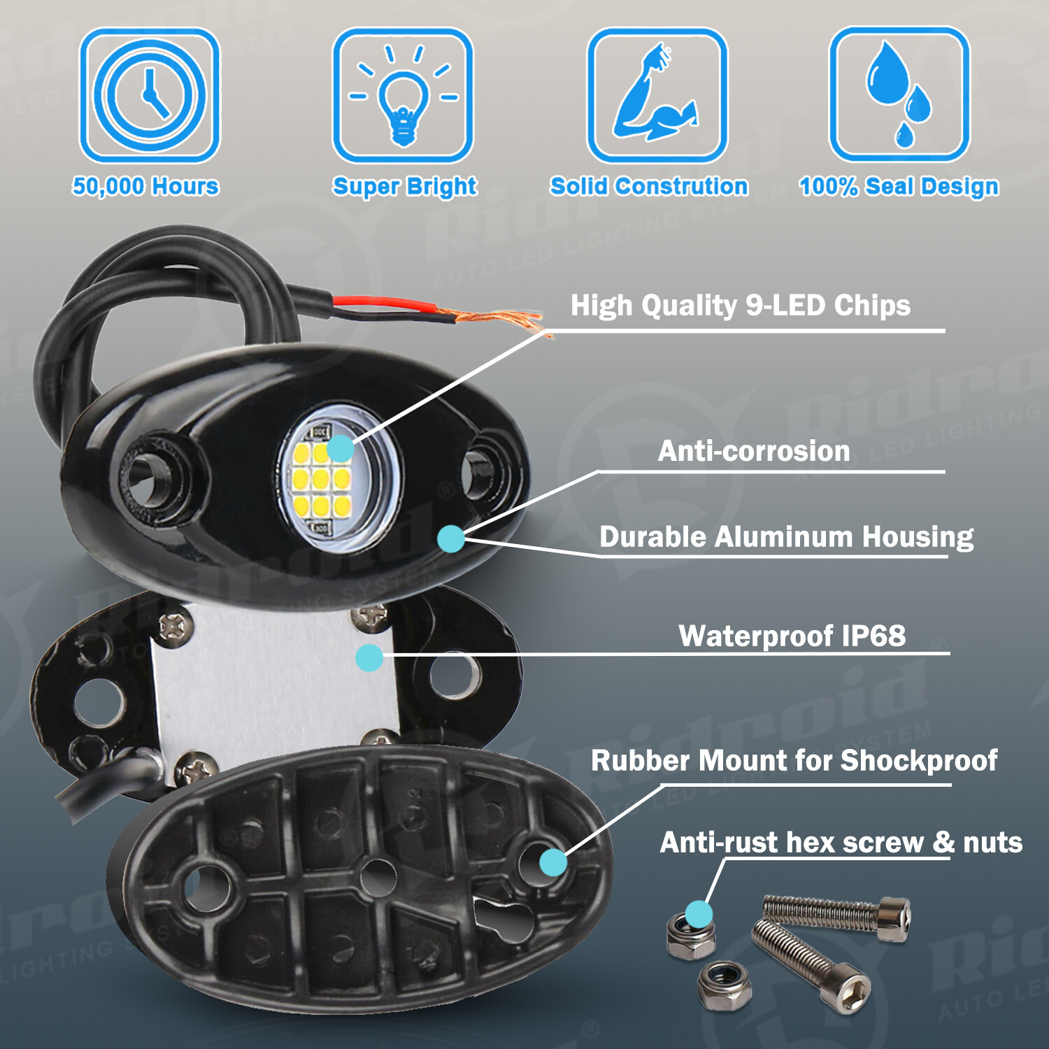 24X White LED Rock Lights Underbody Trail Rig Glow Lamp Offroad SUV Pickup Truck