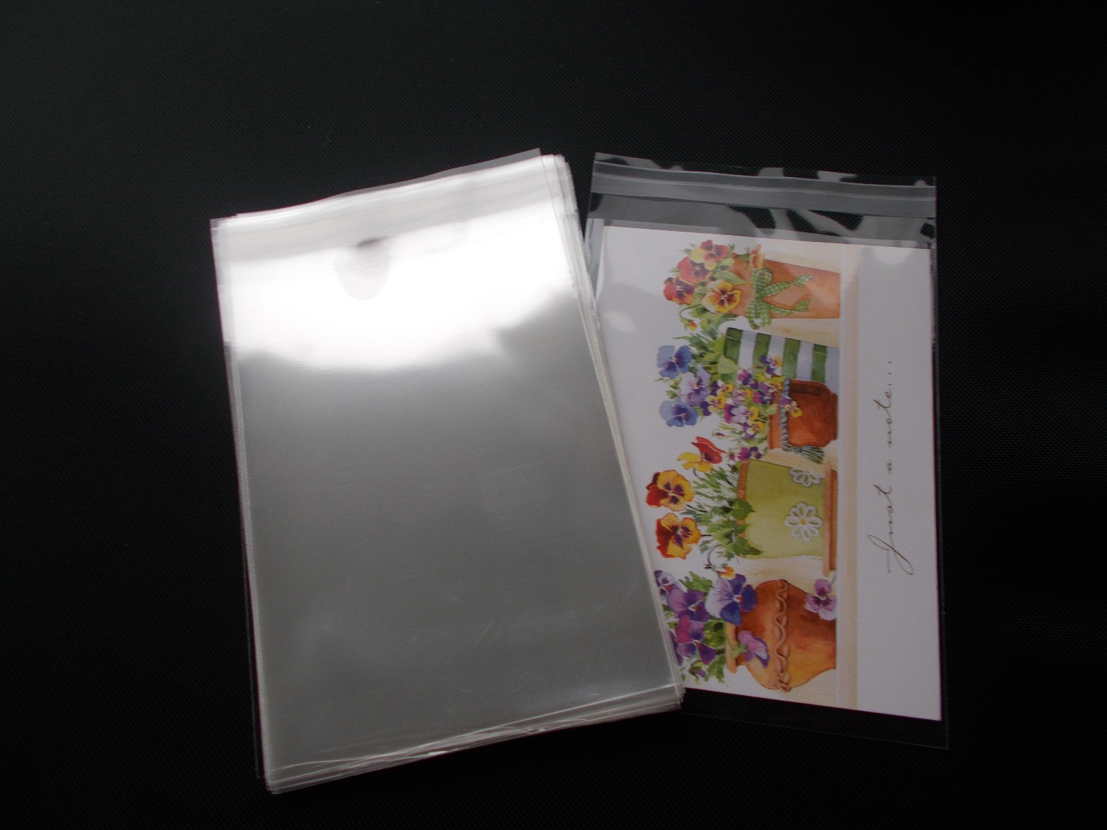 100 CLEAR CELLO SELF SEAL BAGS SLEEVES ENVELOPES 4-3/4 x 6-1/2 CARDS A6